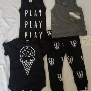 4 PIECE BUNDLE - 6-12 Months 2 tanks, onesie, pant